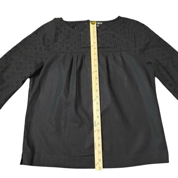 J. Crew Mercantile Top Womens Size S Linen Blend Black Eyelet Feminine Loose Fit - Picture 4 of 8